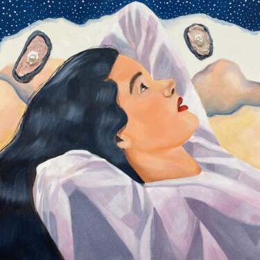 Head in the clouds (print) Картина под названием "Head in the clouds…" - Olesia Zerebtsova, Подлинное произведение искусства, Акрил Установлен на Подра…