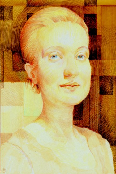 Malerei mit dem Titel "Дашуля" von Olesma, Original-Kunstwerk, Conté-Buntstifte