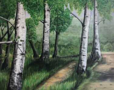 Ζωγραφική με τίτλο "Birch forest" από Olesya G, Αυθεντικά έργα τέχνης, Ακρυλικό