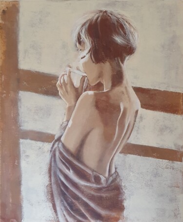 Painting titled "Morning starts with…" by Olesya Izmaylova, Original Artwork, Acrylic Mounted on Wood Stretcher frame