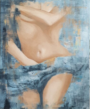 Painting titled "What if? - erotic a…" by Olesya Izmaylova, Original Artwork, Acrylic Mounted on Wood Stretcher frame