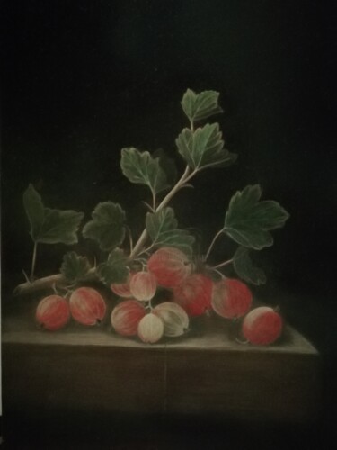 Peinture intitulée "Gooseberry Branch" par Olesya Kazarina, Œuvre d'art originale, Tempera