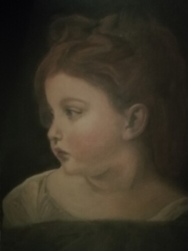 Peinture intitulée "Portrait of a girl" par Olesya Kazarina, Œuvre d'art originale, Tempera