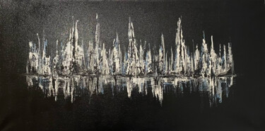Painting titled "City. Black" by Olesya Keller, Original Artwork, Acrylic