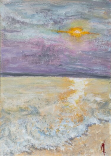 Peinture intitulée "Lemon sunset" par Olesya Nikolaeva, Œuvre d'art originale, Tempera