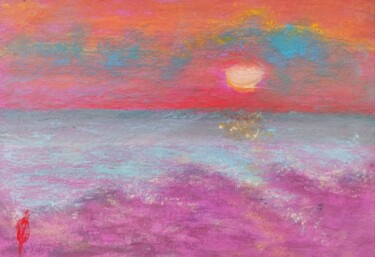 Pintura intitulada "Bonbon sunset" por Olesya Nikolaeva, Obras de arte originais, Têmpera