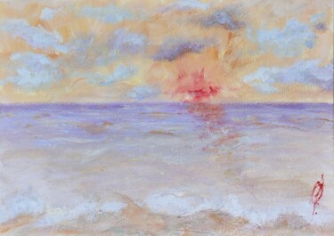 Painting titled "Marmalade sea" by Olesya Nikolaeva, Original Artwork, Pigments