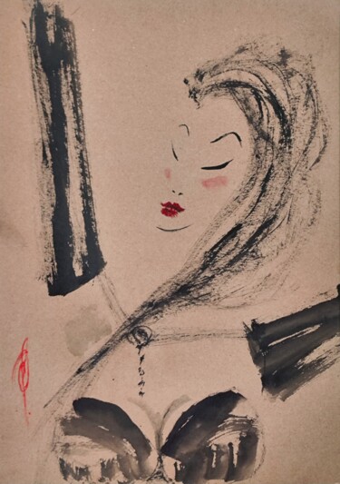 Disegno intitolato "Late evening chic" da Olesya Nikolaeva, Opera d'arte originale, Inchiostro