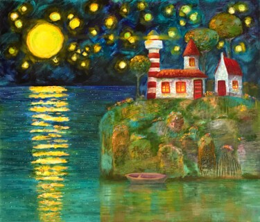 Картина под названием "MAGIC OF LIGHT" - Olesya Rubinova, Подлинное произведение искусства, Масло Установлен на Деревянная р…