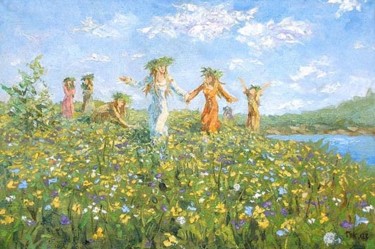 Картина под названием "Summer celebrations" - Olesya Gook, Подлинное произведение искусства, Масло