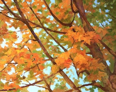 Картина под названием "The Autumn" - Olesya Gook, Подлинное произведение искусства, Масло