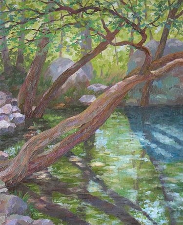 Картина под названием "Peaceful backwater" - Olesya Gook, Подлинное произведение искусства, Масло
