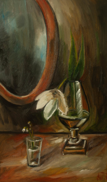 Картина под названием "Still life with a w…" - Olesya Turukina, Подлинное произведение искусства, Масло Установлен на Деревя…