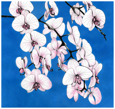 Картина под названием "Orchid" - Olga Shashok, Подлинное произведение искусства, Чернила