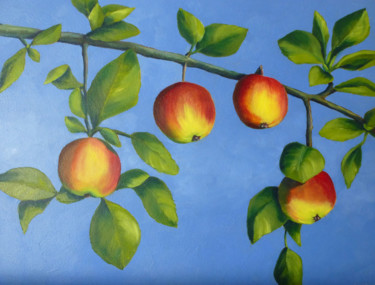 Painting titled "Siberian apples" by Olga Shashok, Original Artwork, Oil