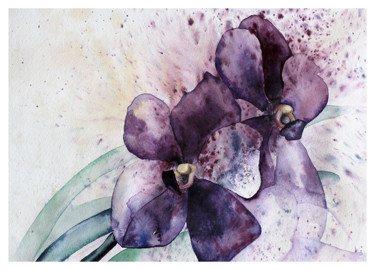 Картина под названием "Цветы индиго" - Etteila, Подлинное произведение искусства, Акварель