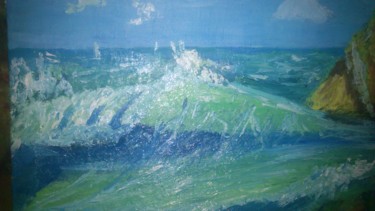 Painting titled "sea-wave.jpg" by Olga Bandura, Original Artwork, Oil