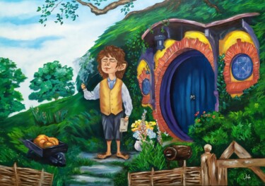 Pintura titulada "Bilbo Baggins" por Olga Asadulaeva, Obra de arte original, Oleo Montado en Bastidor de camilla de madera