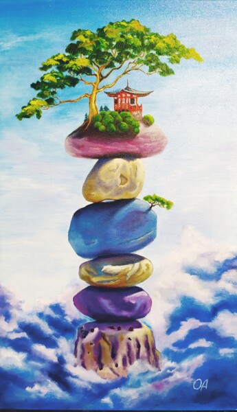 Картина под названием "Harmony of balance" - Olga Asadulaeva, Подлинное произведение искусства, Масло Установлен на Деревянн…