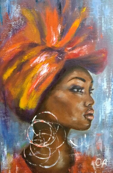 Black Queen Painting titled "Black Queen" by Olga Asadulaeva, Original Art, Oil Mounted on Stretcher frame