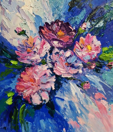 Pintura titulada "Fleurs abstraites" por Olga Asadulaeva, Obra de arte original, Oleo