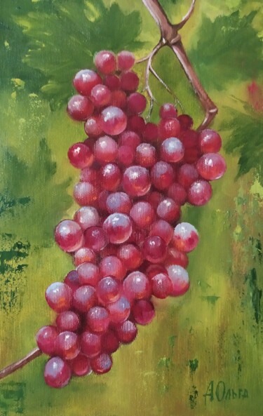 Painting titled "Vin rose" by Olga Asadulaeva, Original Artwork, Oil Mounted on Wood Stretcher frame