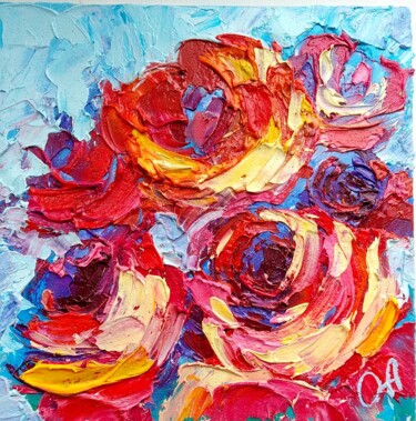 Malerei mit dem Titel "Des roses" von Olga Asadulaeva, Original-Kunstwerk, Öl