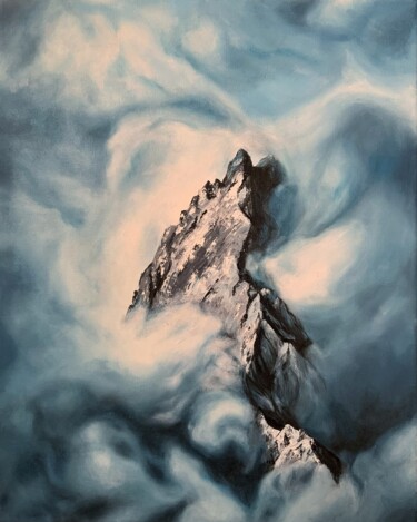Peinture intitulée "Mountain in fog" par Olga Astri, Œuvre d'art originale, Huile