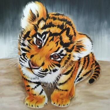 Painting titled "Tiger cub" by Olga Astri, Original Artwork, Acrylic