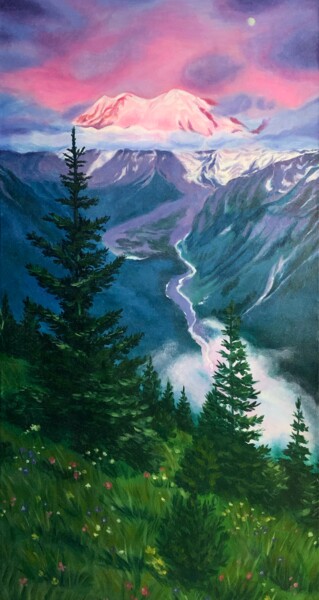 Painting titled "High in the mountai…" by Olga Astri, Original Artwork, Oil
