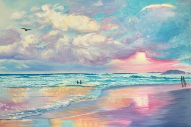 Painting titled "Sea of dreams" by Olga Astri, Original Artwork, Oil Mounted on Wood Stretcher frame