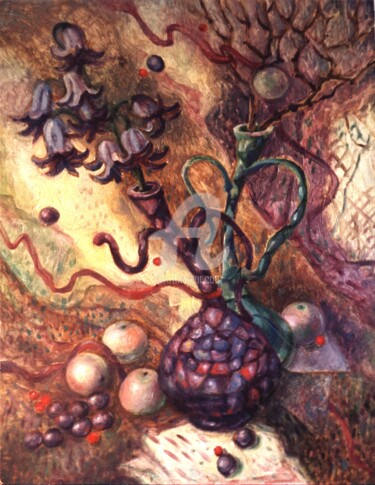 Malerei mit dem Titel "Dancing vases" von Olga Bagina, Original-Kunstwerk, Öl