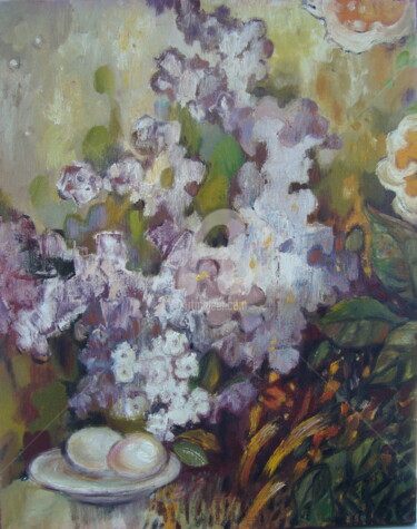 Painting titled "Spring. Easter. Sea…" by Olga Bagina, Original Artwork, Oil