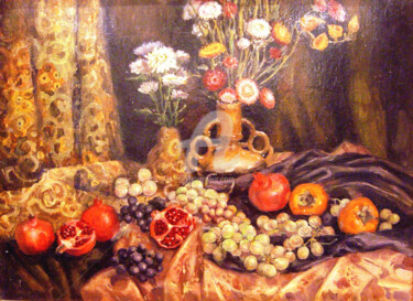 Painting titled "Gold on black" by Olga Bagina, Original Artwork, Oil