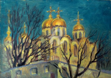 Painting titled "Cathedral. Vladimir" by Olga Bagina, Original Artwork, Oil