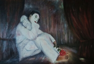 Painting titled "Грусть комедианта." by Olga Bakh, Original Artwork, Oil