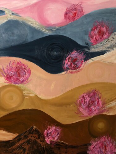 Painting titled "Dune of souls" by Olga Baryshnikova, Original Artwork, Oil Mounted on Wood Stretcher frame