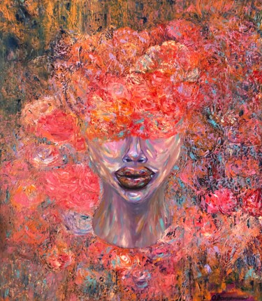 Картина под названием "blooming roses" - Olga Baryshnikova, Подлинное произведение искусства, Масло Установлен на Деревянная…