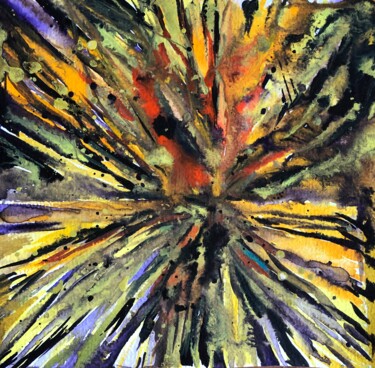 Malerei mit dem Titel "Explosion" von Olga Baryshnikova, Original-Kunstwerk, Aquarell Auf Karton montiert