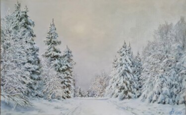 Peinture intitulée "Снежная тишина" par Olga Batura, Œuvre d'art originale, Huile Monté sur Châssis en bois