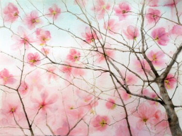 「Magnolia Blossoms -…」というタイトルの絵画 Olga Beliaevaによって, オリジナルのアートワーク, 水彩画