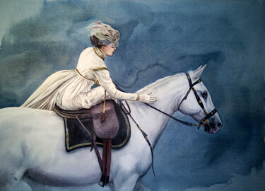 Картина под названием "Victorian Beautiful…" - Olga Beliaeva, Подлинное произведение искусства, Акварель