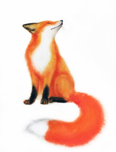 Painting titled "Red Fox - foxy - fo…" by Olga Beliaeva, Original Artwork, Watercolor