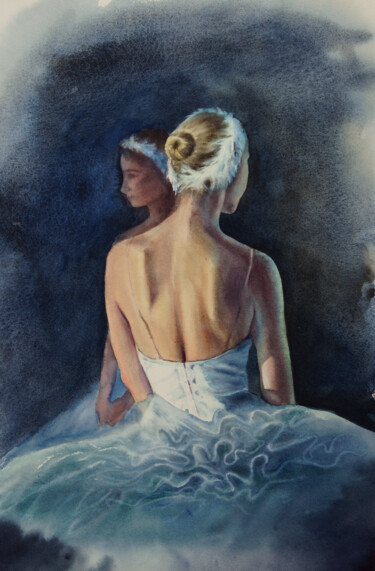 Painting titled "Backstage Grace - Y…" by Olga Beliaeva, Original Artwork, Watercolor