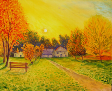 Pintura intitulada "Autumn Passage - Au…" por Olga Beliaeva, Obras de arte originais, Aquarela