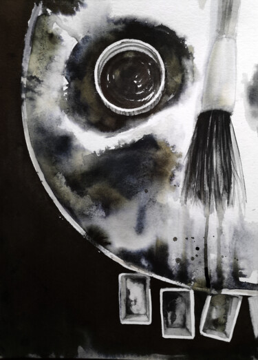 绘画 标题为“The Artful Skull -…” 由Olga Beliaeva, 原创艺术品, 水彩
