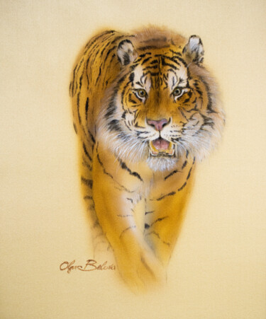 Pittura intitolato "Good Luck Tiger Cha…" da Olga Belova, Opera d'arte originale, pigmenti