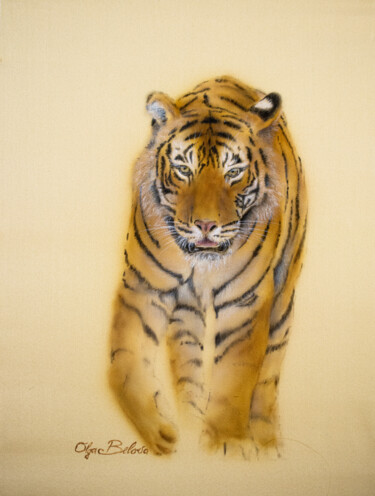 Peinture intitulée "Good Luck Tiger Cha…" par Olga Belova, Œuvre d'art originale, Pigments