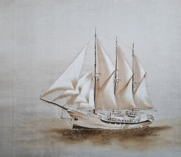 Painting titled "Sailing with dreams" by Olga Belova, Original Artwork, Pigments