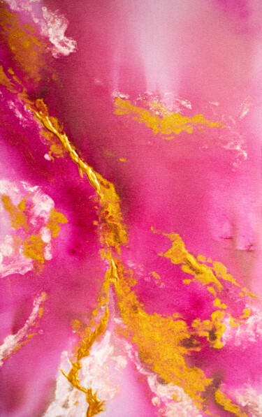 Peinture intitulée "River of Pink Dreams" par Olga Belova, Œuvre d'art originale, Pigments
